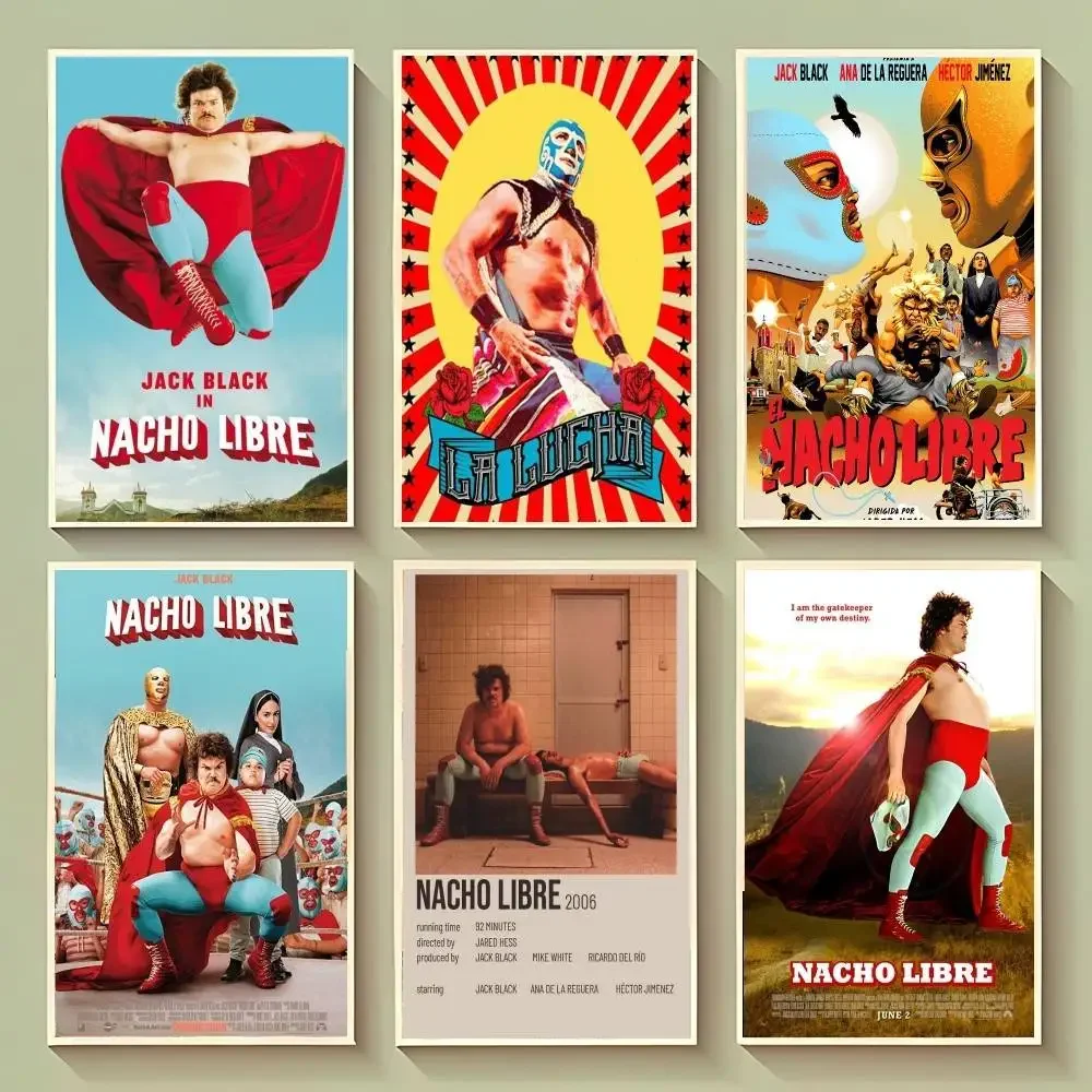 Nacho Libre-Póster de película de comedia deportiva, carteles adhesivos, pegatina de papel impermeable, decoración del hogar para cafetería y Bar