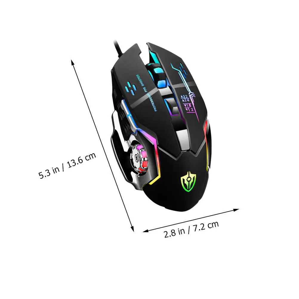 1Pcs Upgraded Metal Gaming Mouse 6 Programmable Buttons Macro Function Dpi Button Luminous LED Design Heavy Shell Comfortable