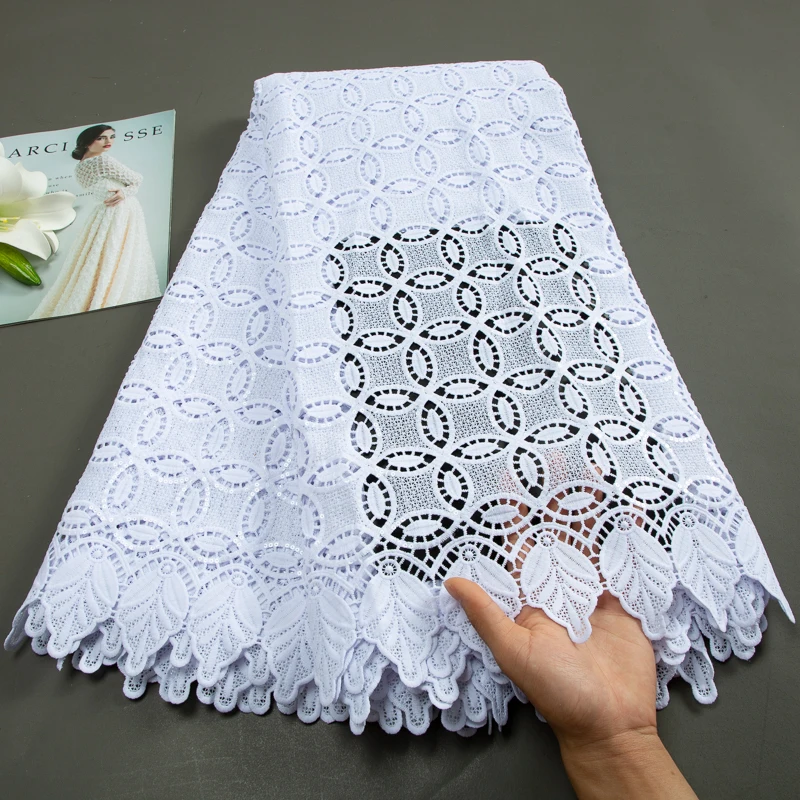 여성용 아프리카 나이지리아 코드 귀푸르 레이스 원단, 고품질 프랑스 수용성 레이스 스팽글 원단, 파티 드레스, 2023