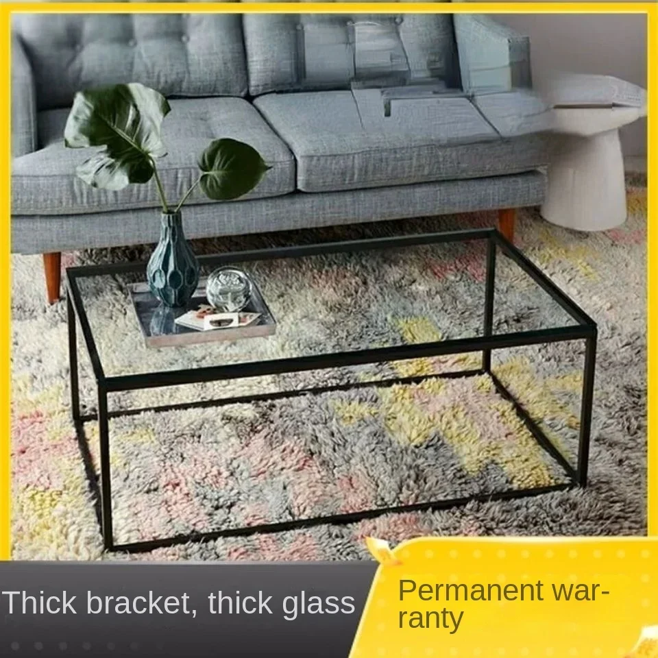 

Nordic personalized creative tea table tempered glass living room rectangular small table modern simple American transparent