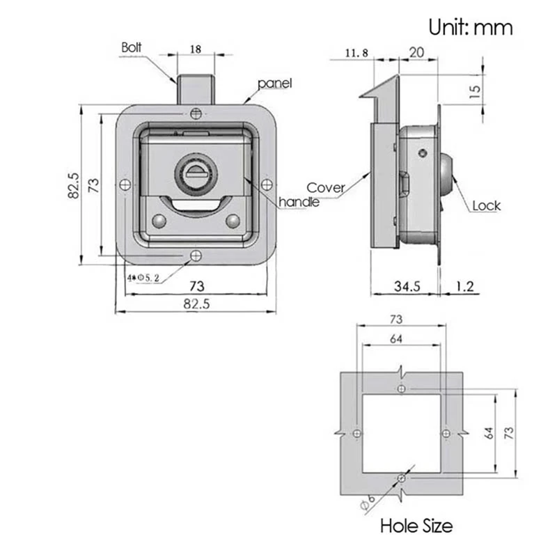 2X in acciaio inox camion RV cassetta degli attrezzi serrature rimorchio porta maniglia a paletta chiusura antifurto Paddle Locks con 4 chiavi