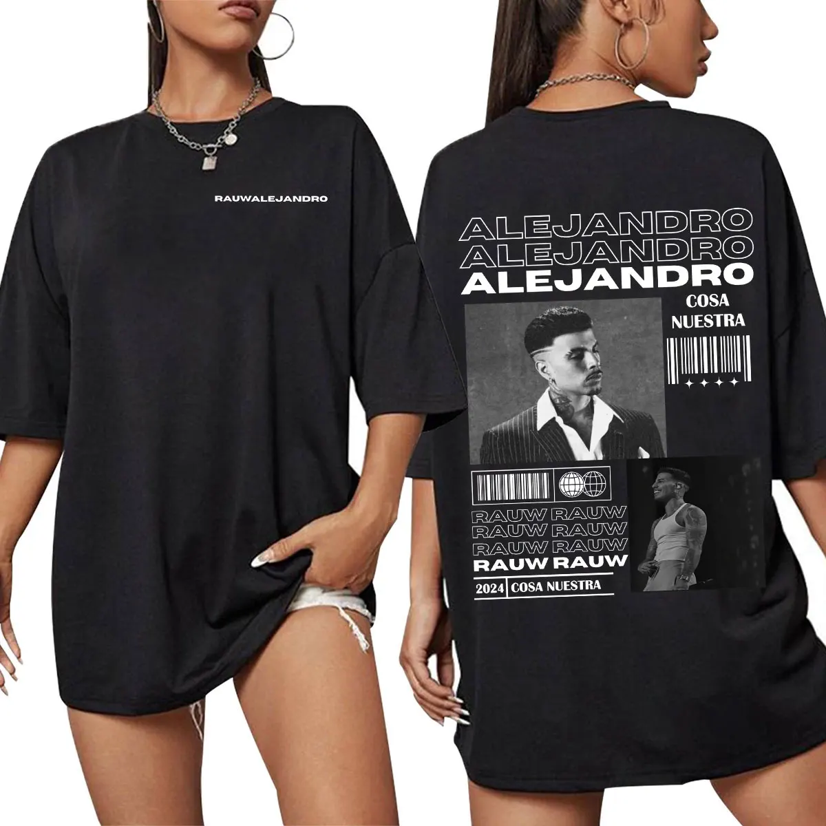 Camiseta del cantante Rauw Alejandro Cosa Nuestra para hombre y mujer, camiseta de manga corta a la moda Vintage, camisetas informales de gran tamaño 100% de algodón