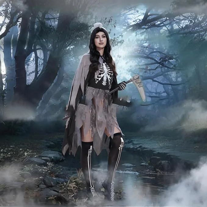 

2026 New Halloween Death God Costume Adult Mystery Terror Death Scythe Dress up Cosplay New Listing Summer 2024 No Brand