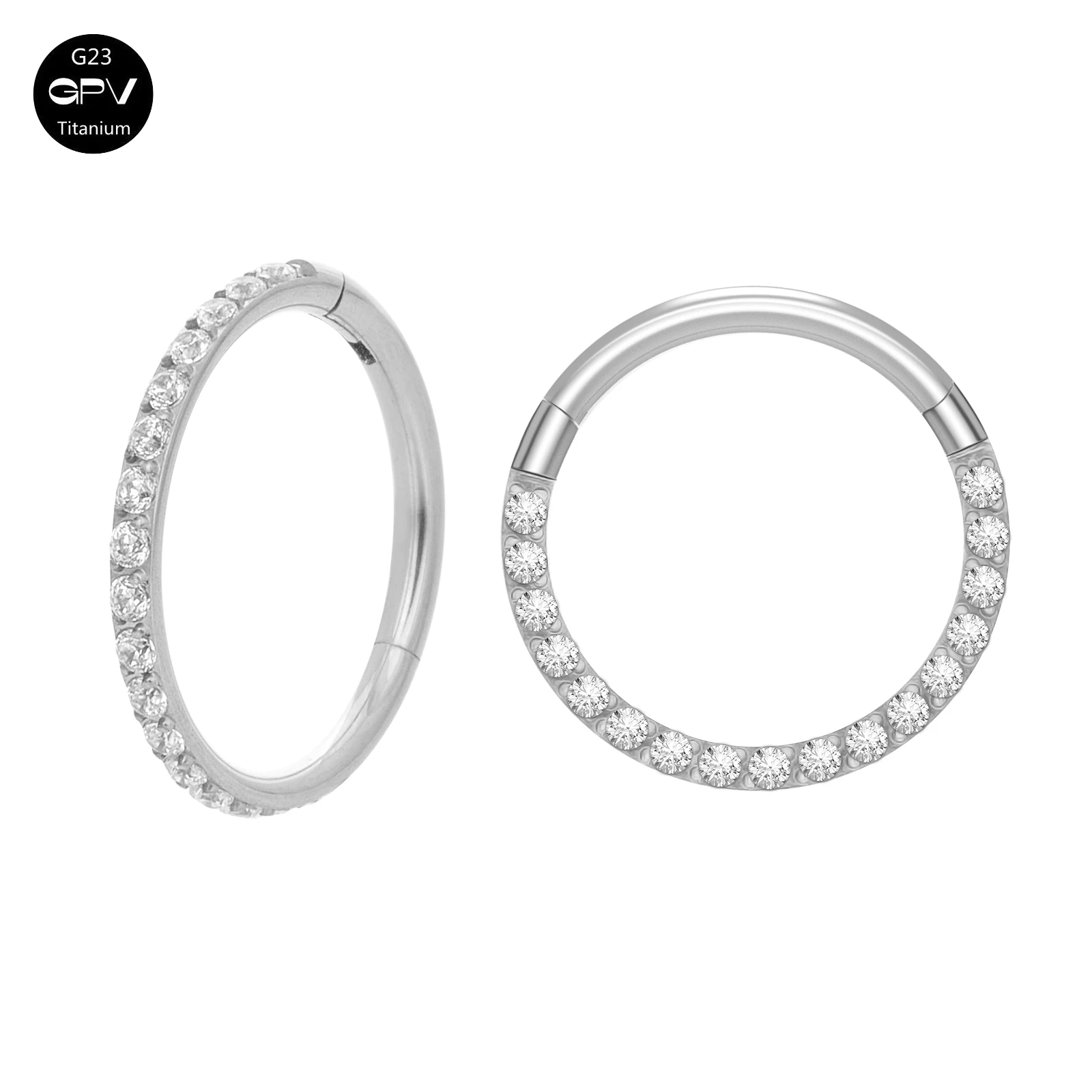 10 pezzi G23 anello al naso in titanio intarsiato lateralmente con squisiti gioielli perforati in zircone orecchini Unisex con naso Punk