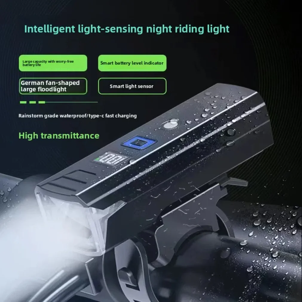 

USB Rechargeable Bike Light - Auto Light Sensing Headlight for Night Riding, Strong LED Flashlight