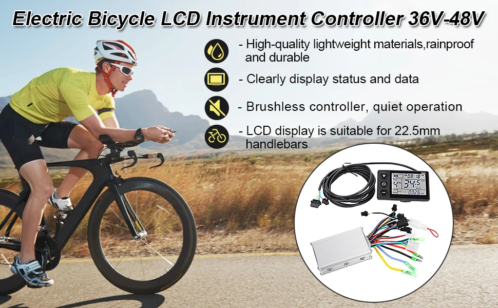 Electric Bike Controller 24V/36V/48V 250W/350W Brushless Controller Kit with LCD Display Panel