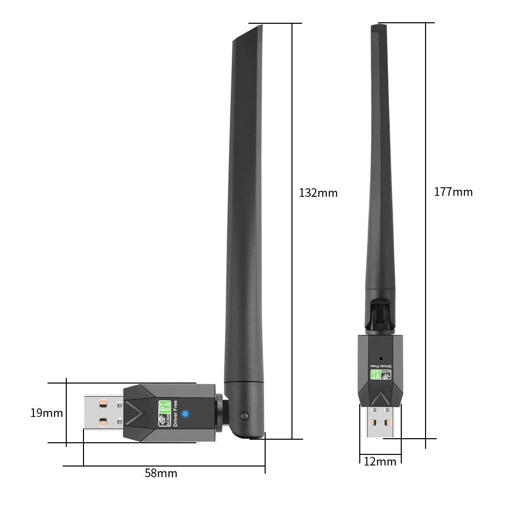 OPTFOCUS-adaptador Wifi 2 en 1 Para PC, Dongle USB con Bluetooth 600, 5,0 mbps, BT, wifi5, 2,4G, 5G, 5dbi, Usb, inalámbrico, Para PC