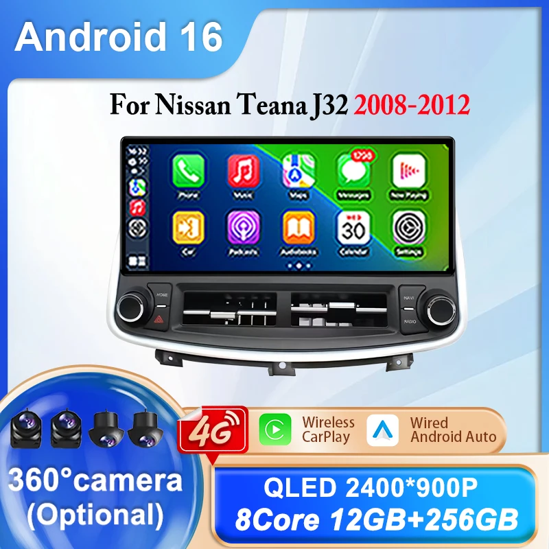 Android 16 Car Radio GPS Navigation Bluetooth For Nissan Teana J32 2008-2012 Touch Screen Multimedia Video Player Stereo