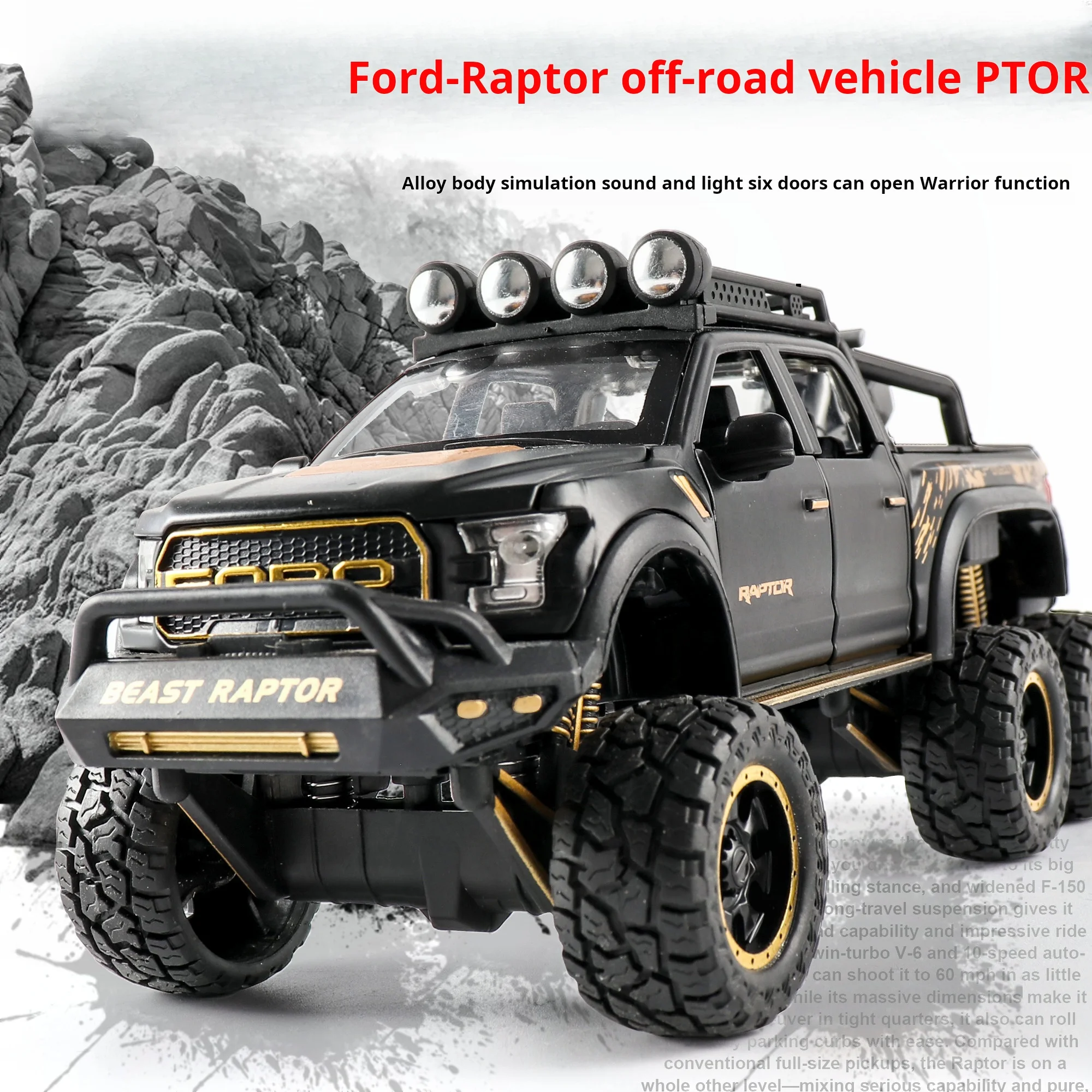 

Масштаб 1:24, имитация Ford Raptor F150, внедорожный сплав, литая под давлением классическая модель автомобиля, суперкар, звук, свет, игрушка для мальчиков, подарок