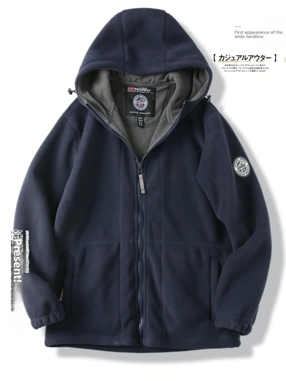 

Thiened Fce Men's Outdoor Jaet Warmth Winter Coat Long Sve Zipper Closure Casual Faion Urban Sle Polyester Fiber