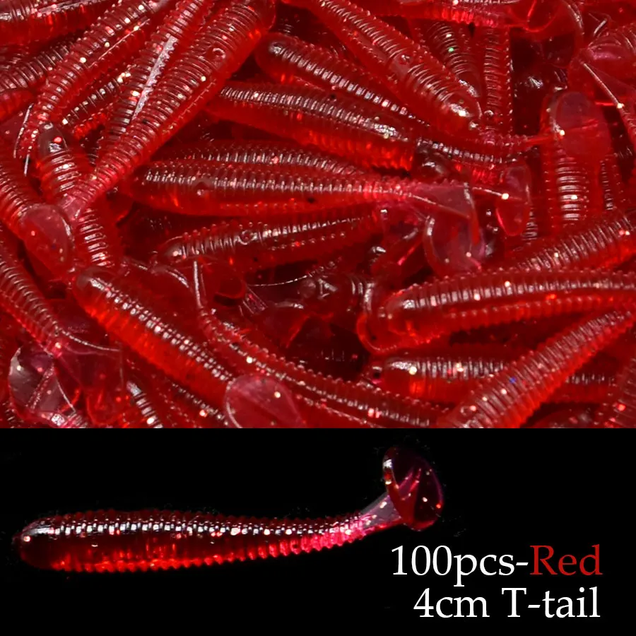 100 pz 4cm 0.47g richiamo di pesca plastica morbida piccola Ttail verme esca esca, nuoto wobbler isca pesca carpa pesca esca artificiale