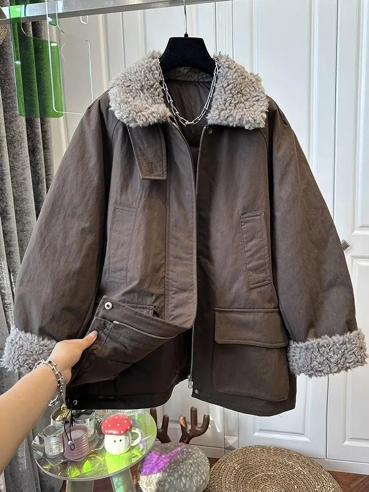 

Korean Women Cotton-padded jacket Coats Loose Casual Female Warm Jacket Autumn Winter 2025