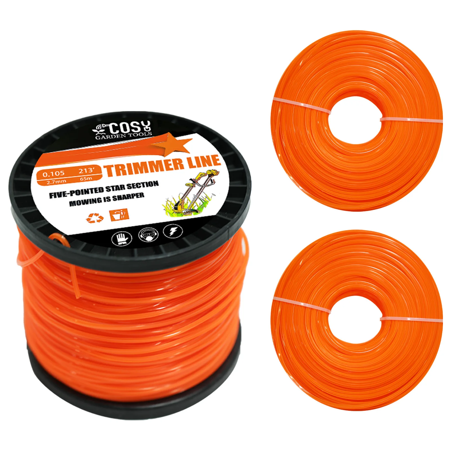 2,7 mm x 100 m Pentagramm-Trimmerkopfschnur, Nylon-Mähschneiderfaden für Rasentrimmer, Rolle, Grasseilfaden, Rasenmäher-Zubehör