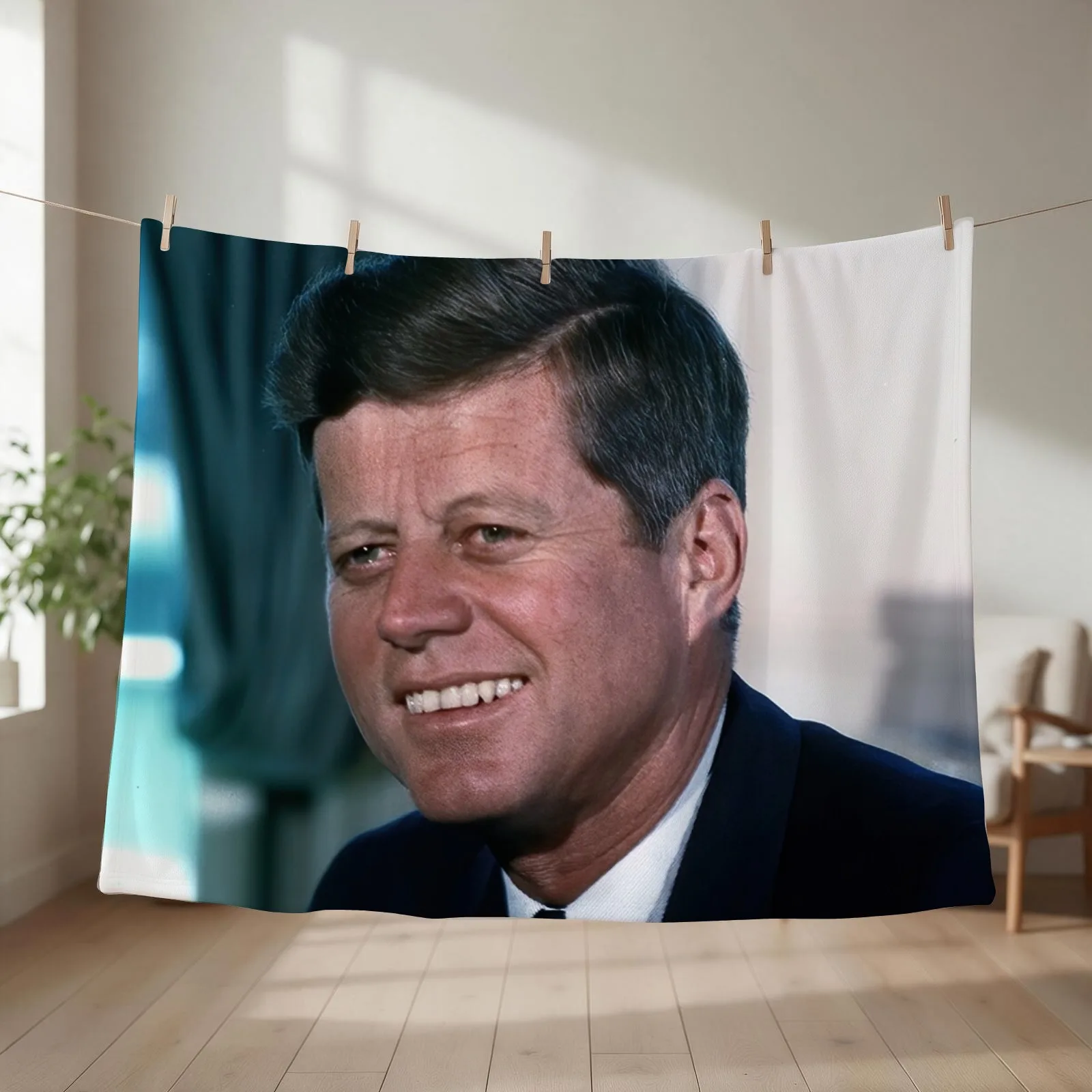 John Kennedy JFK Portrait Throw Blanket Camping Soft Big Summer Winter beds Blankets