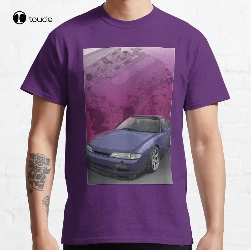 200Sx/240Sx S14 (Zenki) Illustration With Sr20 Background Classic Silvia 200Sx 240Sx S S14 S14A Sr20 Sr20Det T-Shirt Tee Shirt