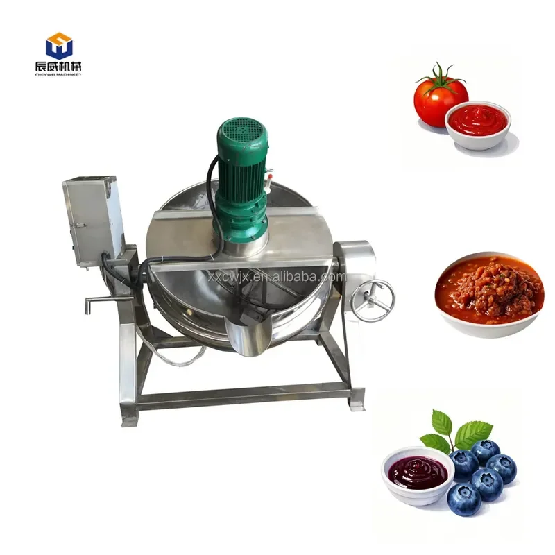 Sugar Boiler Caramel Jam Cooker Tilt Agitator Pot Cook Steam Cooking Mixer Machine Jacket Kettle with Mixer for Commercial