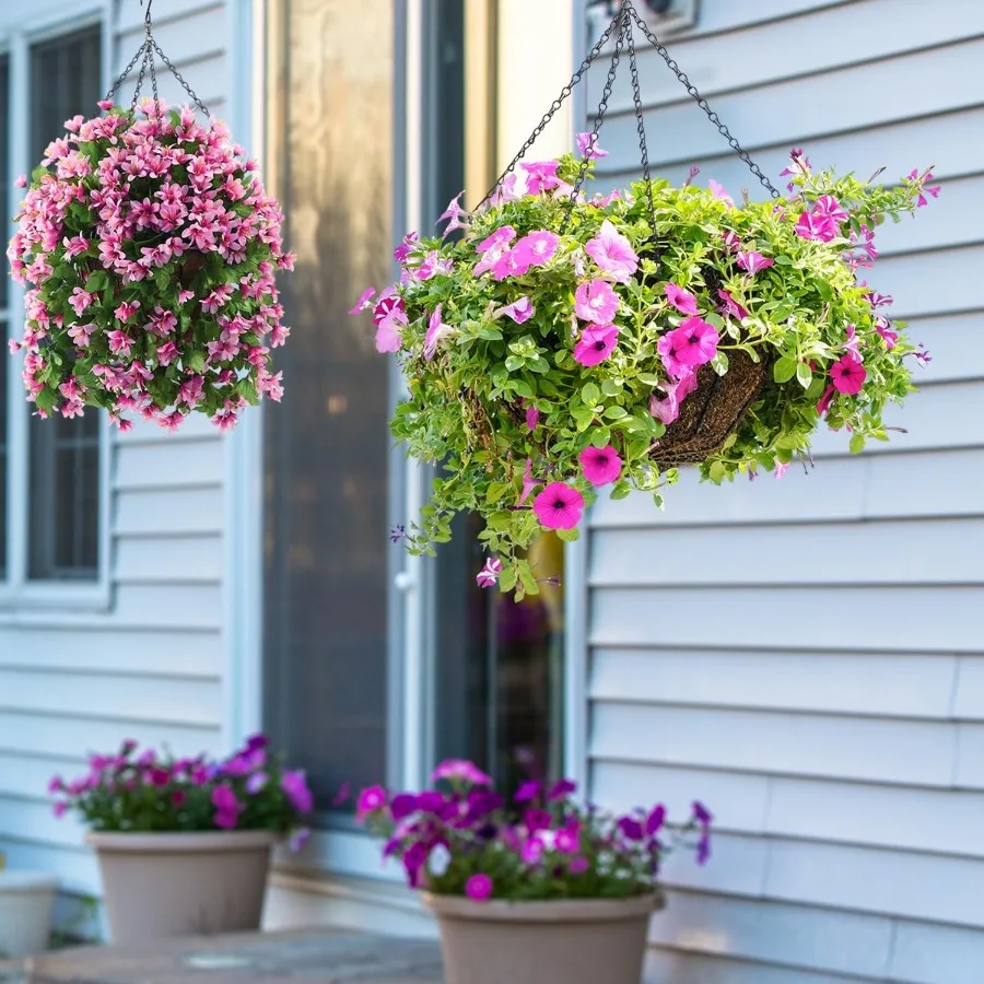 تحديث 360 درجة سلاسل سلة معلقة دوارة 4 نقطة 20 بوصة سلسلة نبات معلقة وخطاف الشماعات النباتية السوداء حزمة من 3 4 P