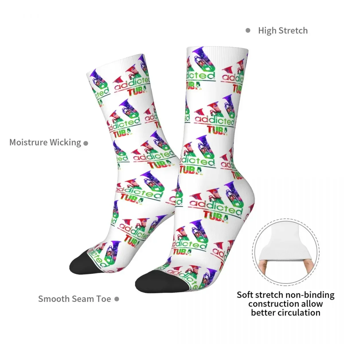 Chaussettes d'interconnexion tuba addicted pour hommes et femmes, bas Harajuku, chaussettes longues toutes saisons, accessoires de haute qualité, cadeaux