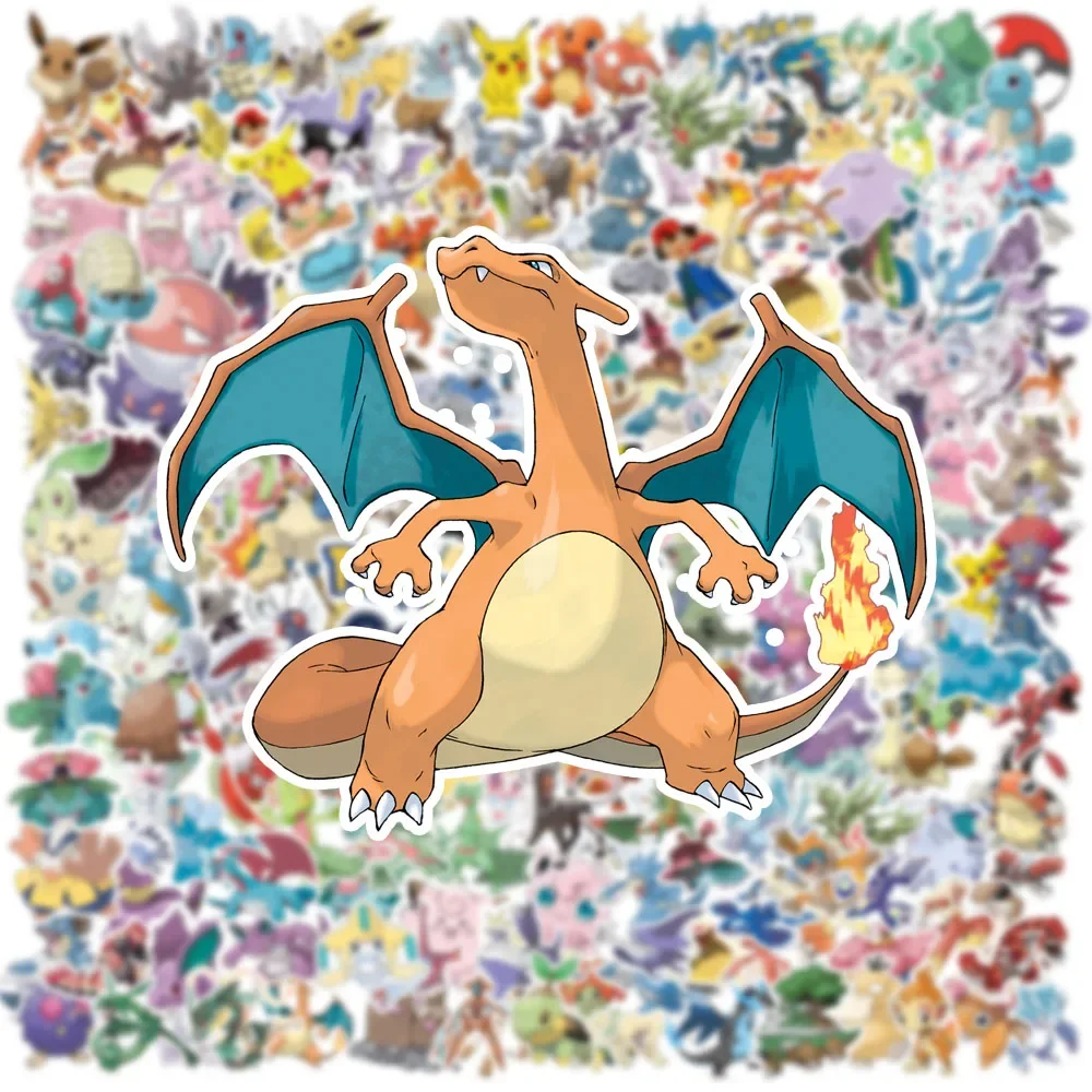 100/200 Stück Kawaii Pikachu Pokemon Aufkleber für Laptop Telefon Koffer Skateboard Gitarre Niedliche Cartoon Aufkleber Kind Geschenk Spielzeug