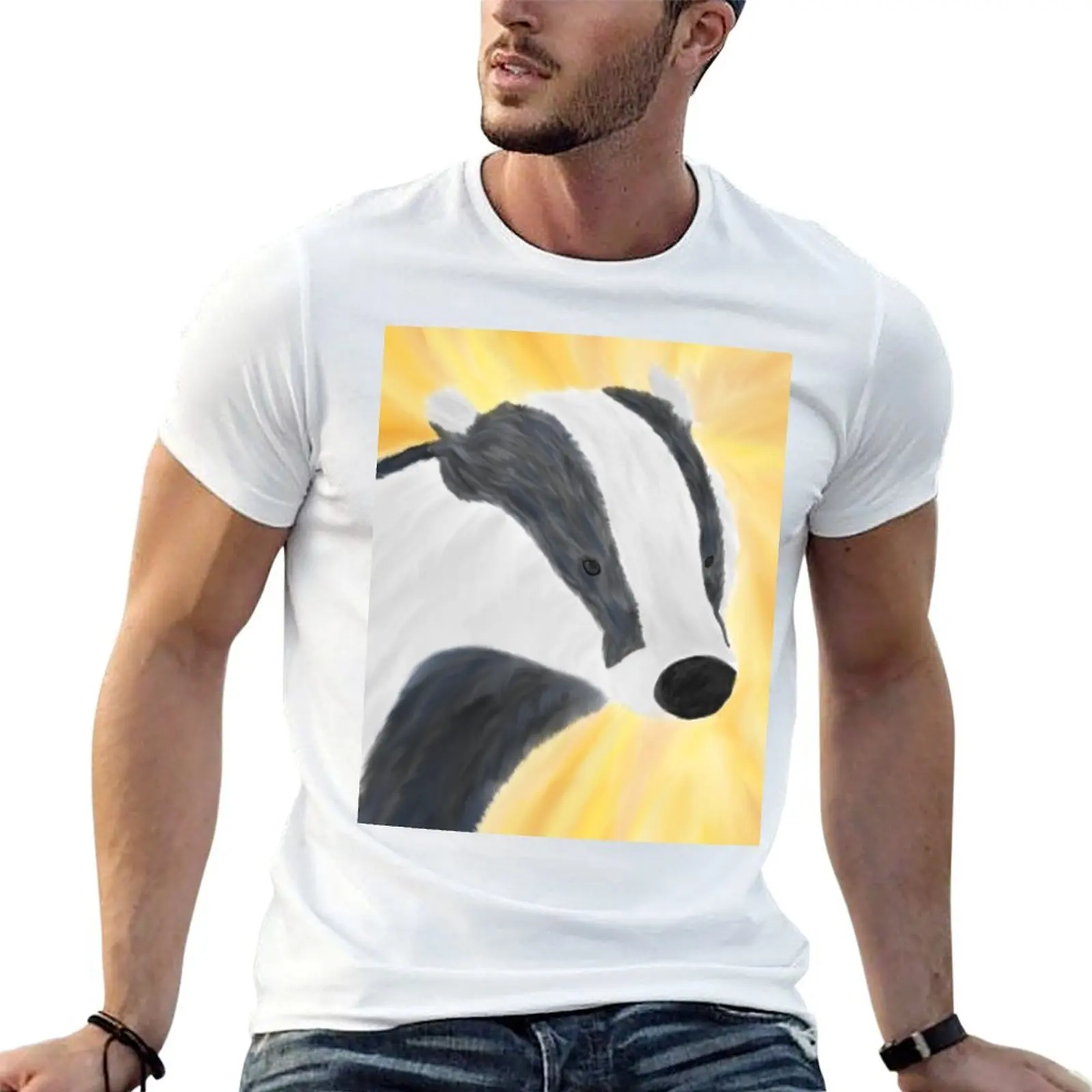 

for tshirt badger, European 100 cotton painting shirt man cotton percent man t T-Shirt shirt t 100% oil cotton heavy