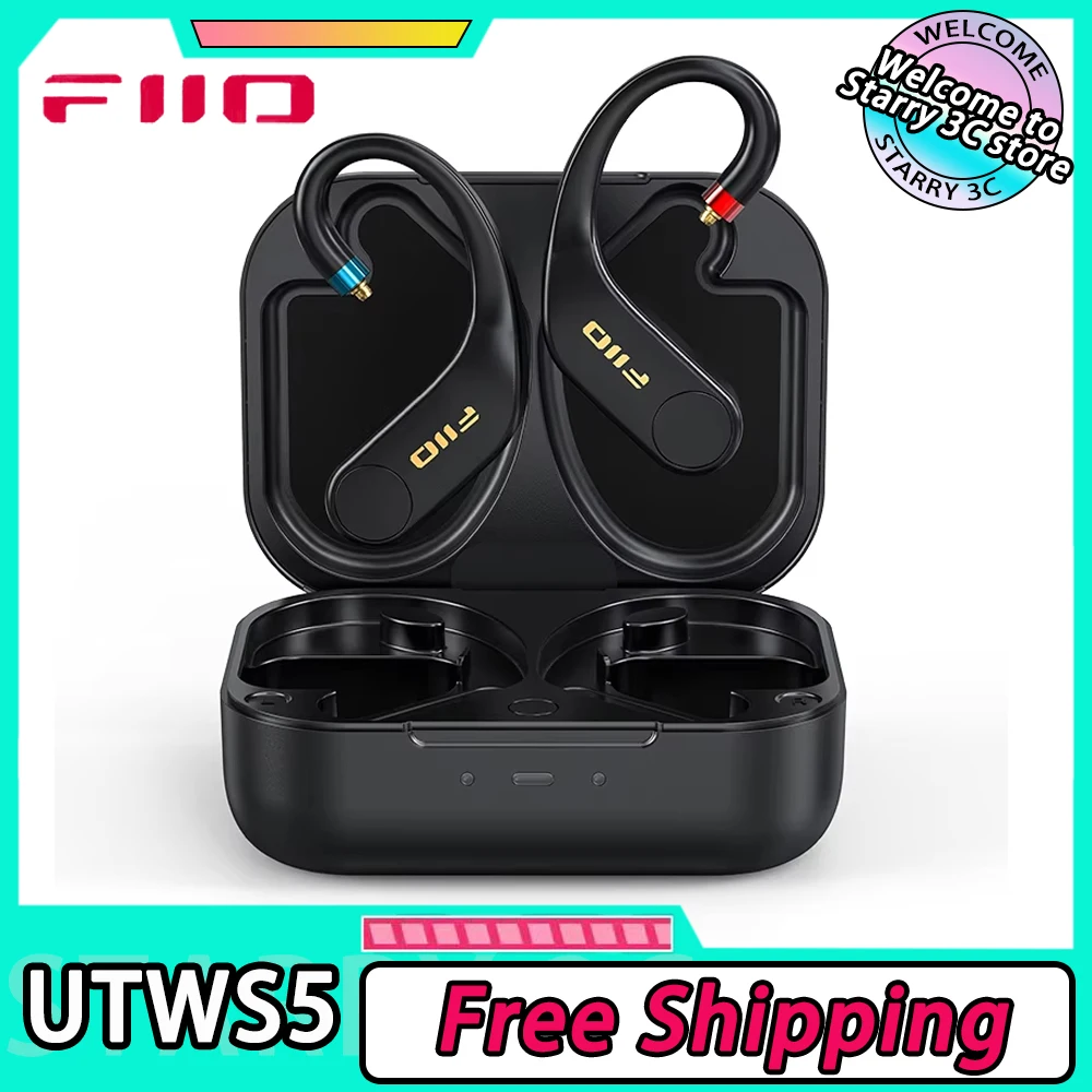 FiiO UTWS5 True Wireless Bluetooth Earphones Hook & Headphone Amp 2025 Custom For IEMs Hi-Res 96kHz/24bit LDAC -MMCX/ 2pins 0.78