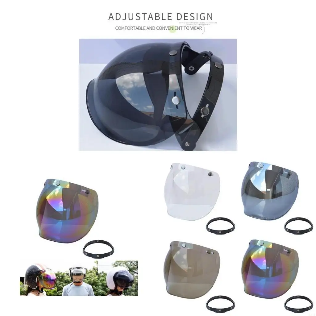 6XDF 3-Snap for Motorcycles Helmet 3-Snap Design Open Face Helmet Visor Gift for Motorcycles Enthusiasts