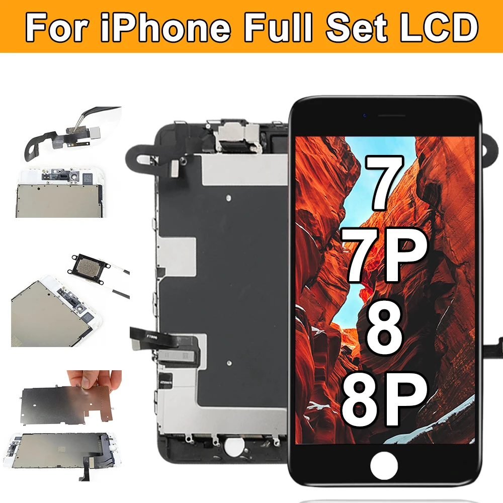 

Full Set Display For iPhone 7 8 Plus 7P 8P LCD Screen Replacement Complete Touch Digitizer Assembly+Front Camera+Ear Speaker