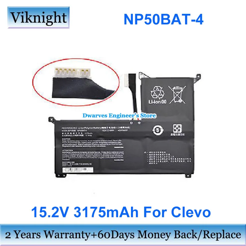 

Genuine Clevo NP50BAT-4 Laptop Battery 15.2V 3175mAh 49Wh 4ICP7/60/57 For Thunderobot 911 Series 911M-107508G