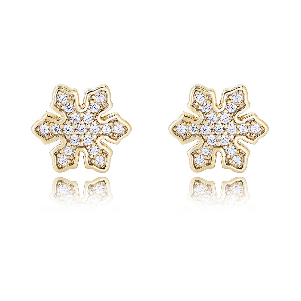 

S925 Sterling Silver Zirconia Snowflake Earrings for Women Trendy Minimalist Design Ins Inspired Jewelry Valentine's Gift