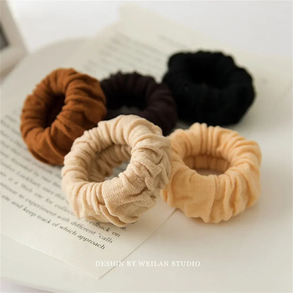 Fashion Solid Color Hair Bands for Women Girls Thick Seamless Hair Rope Wide Rubber Ponytail Holder Nylon High Elastic Scrunchie