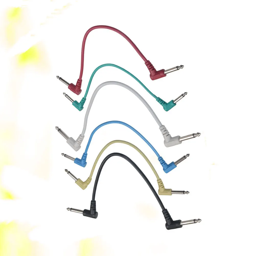 

6Pcs Elbow Guitar Patch Cables 6.35mm Right Angle Effect Pedal Patch Lines Sturdy Guitar Effector Instrument Replacement Audio