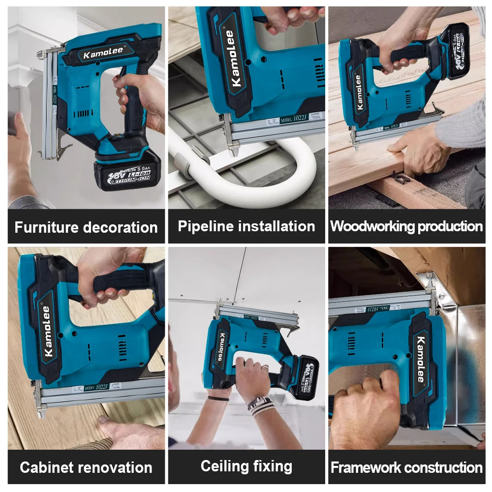 Kamolee Brushless 1022J pistola sparachiodi elettrica per calcestruzzo F30 cucitrice chiodatrice per la lavorazione del legno batteria al litio per Makita