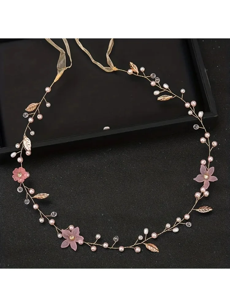 * Fascia per capelli con foglie di cristallo, fiore con strass, fascia per capelli, fascia per capelli, tiara per le donne, accessori per capelli da sposa
