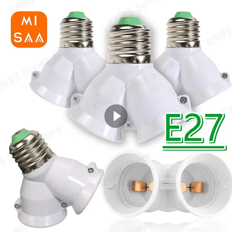 Lamp Socket Base 2 In1 Double E27 LED Extender Splitter Converter Plug Halogen Light Lamp Bulb Holder Copper Contact Adapter