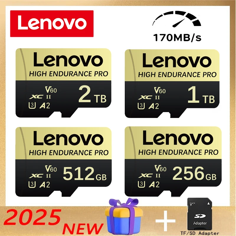 Original Lenovo Micro TF SD Card 2TB High Speed U3 Memory Card Class10 V60 TF Card 1TB 512GB For Phone/Drone/PC