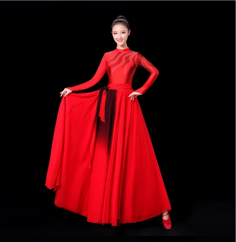 Classical dance elegant performance costume, Red Revolution Flame Dance costume, Ode to the Motherland performance costume