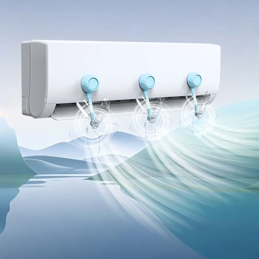 3Pcs Suction Cup Air Conditioning Ventilator Wall Mounted Windmill Shaped Air Conditioner Vent Fan Silent Windproof