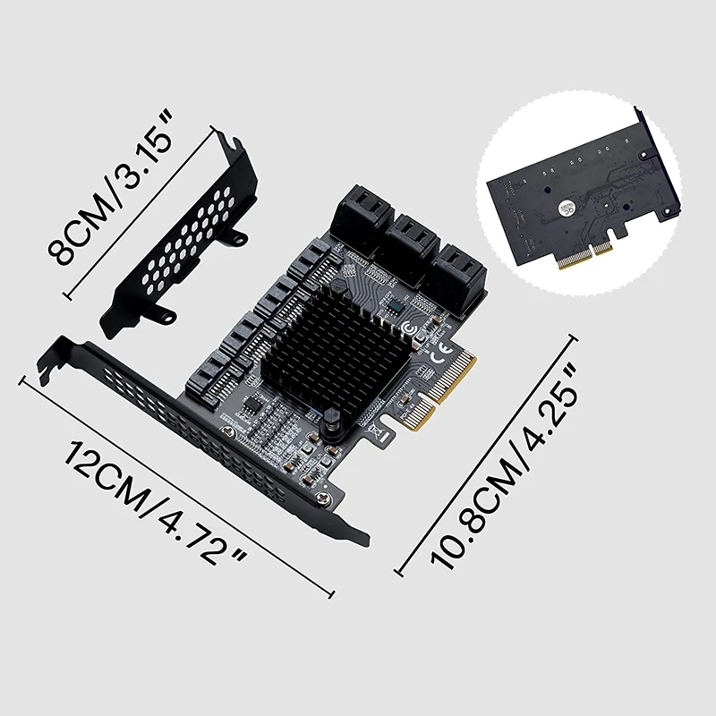 Pcie ke kartu ekspansi Sata, kartu adaptor seri Sata Pci Express 10 Port 6 Gbps dengan 10 kabel Chip SATA: ASM 1166