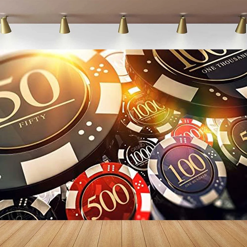 Casino Chips Photography Backdrop Las Vegas Nevada Gambling House Bargaining Chip Roulette Wheel Lucky Card Game Background