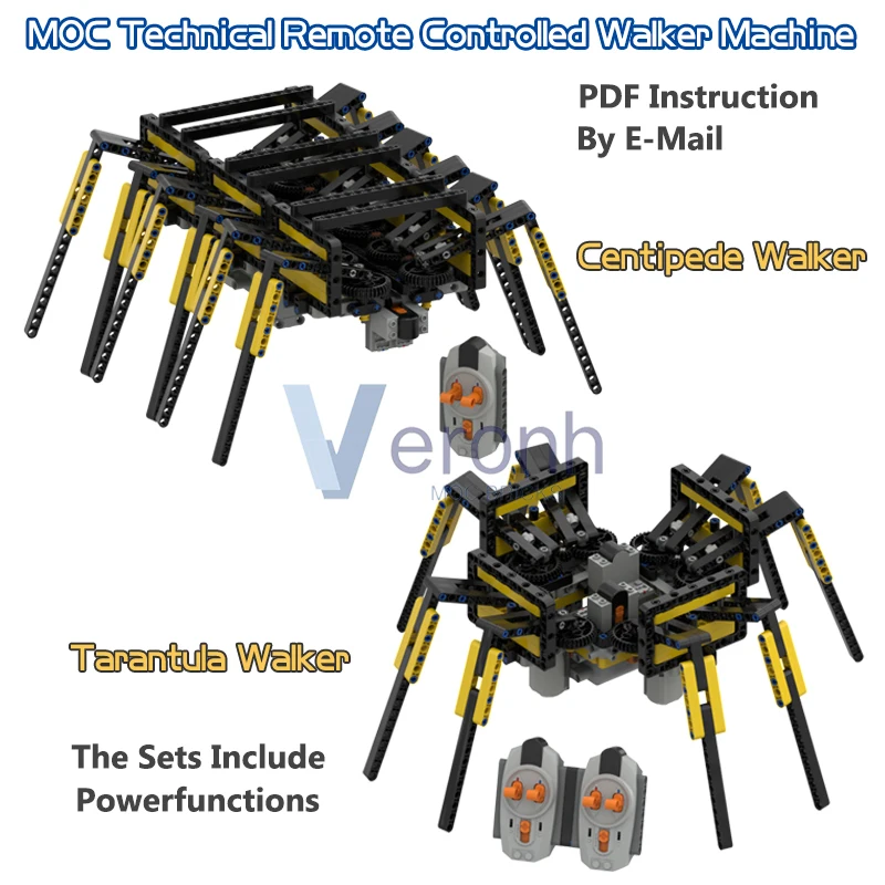 Remote Controlled Technical Walker Machine Electric Model MOC Building Blocks with PF Kit Mindstorm Assembly Bricks Kid Toy Gift