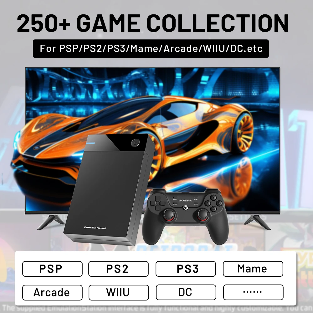 محرك أقراص ثابتة للألعاب سعة 12 تيرابايت مع صندوق إطلاق Hyperspin Retrobat Playnite مع 86000+ وحدة تحكم فائقة لألعاب الفيديو الرجعية لـ PS3/PS2/PS/WII/WIIU