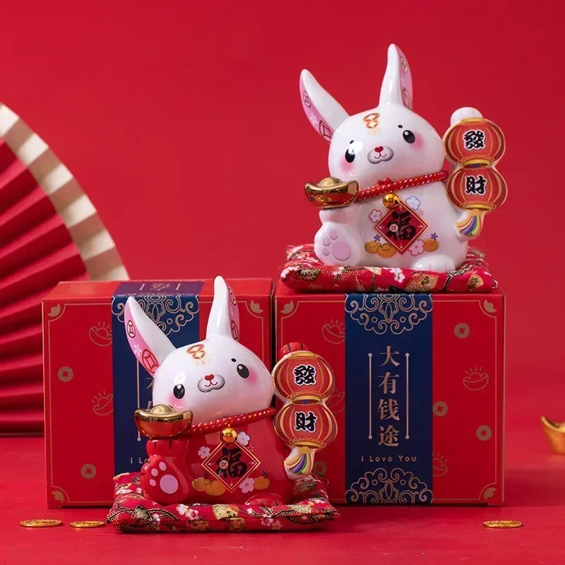 

Year of the Rabbit Mascot Ceramics 2023 Big Rich Rabbit New Year Company Annual Meeting Gift Lucky Desktop Decoration Ornaments