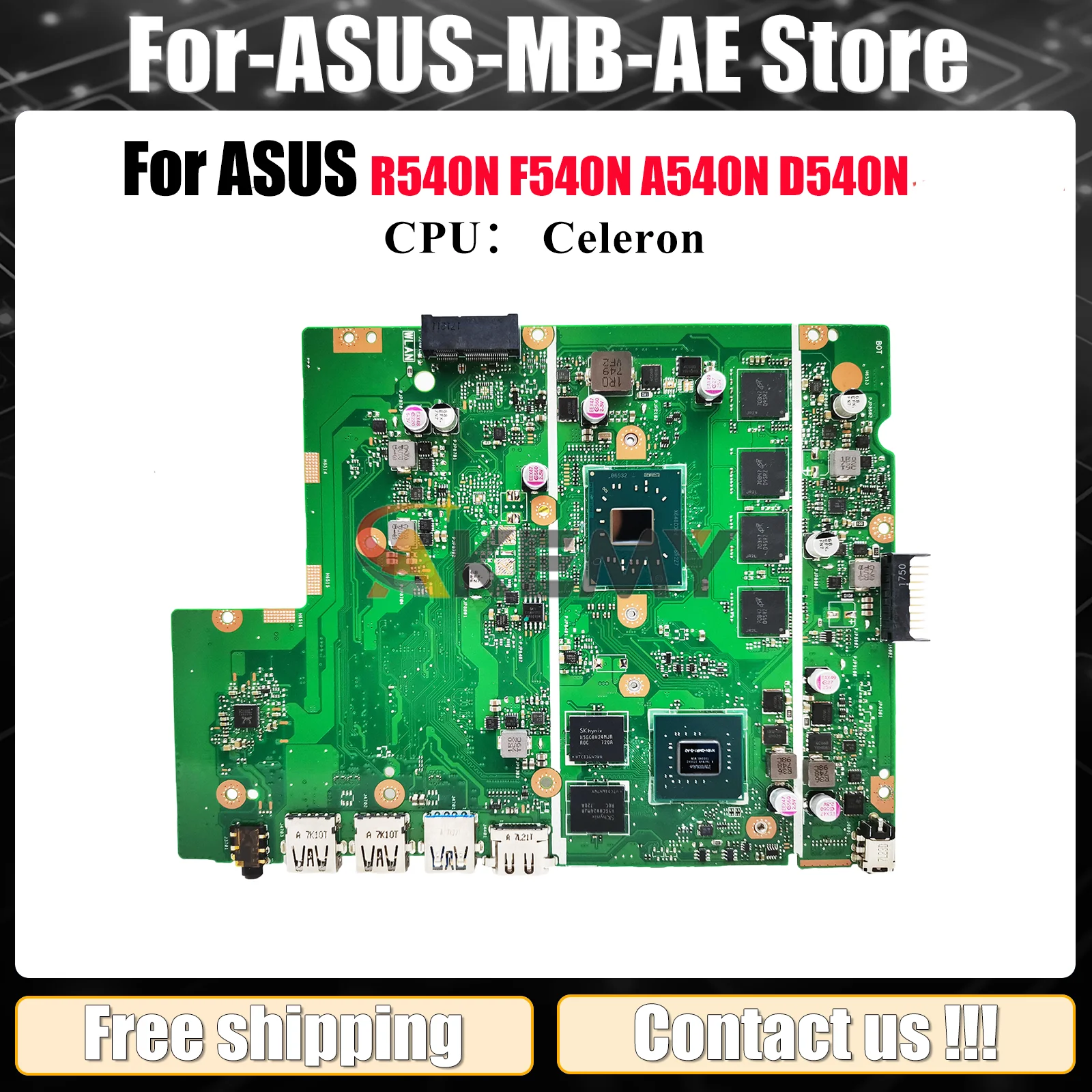 

X540NV Laptop Motherboard For ASUS VivoBook D540N X540N R540N A540N X540NV F540N Mainboard With Celeron CPU 100% tests OK stk