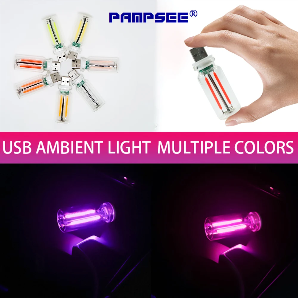 1PC USB Night Light for Car Bedroom Touch Dimmable LED Filament Lamp Portable Atmosphere Lighting Plug And Play Decorative Light