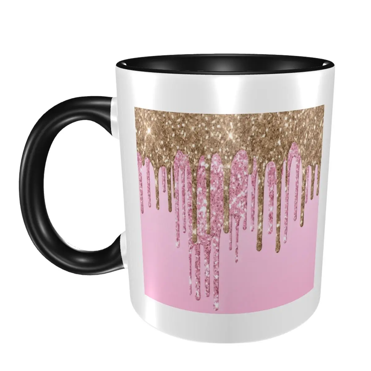 

Черно-золотая кружка с блестящим узором, забавные керамические кофейные чашки, чайные кружки, чашка для молока, посуда для напитков, подарок для женщины и мужчины