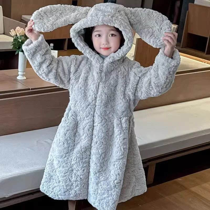 الخريف والشتاء الفتيات معطف الفرو الطفل تقليد معطف الفرو متوسطة طويلة نمط الفتيات الصغيرات أفخم ملابس المنزل #5