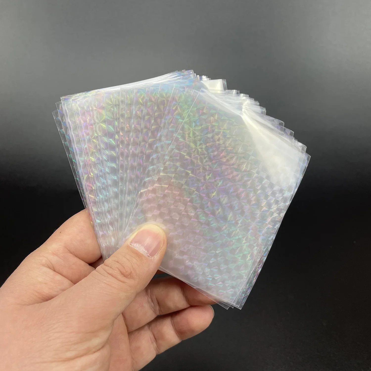 100PCS/Lot Laser Lattice Grid Master Flashing Card Film Holographic Card Sleeves 65x90mm mtg/pkm PTCG Card Cover