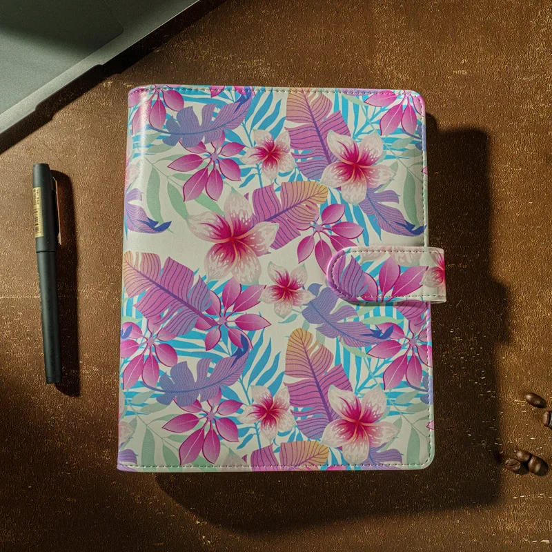 A5 Flowers PVC Loose Leaf Notebook Cover Planner Agenda Organizer Financial Management 6 Ring Binder 2023 New