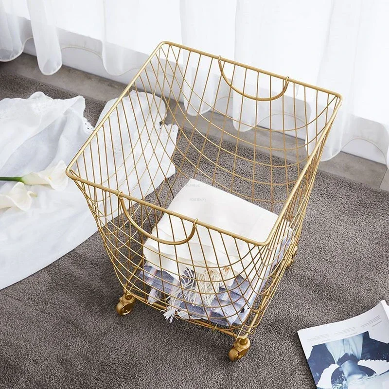 

A European Laundry Baskets Metal Iron Dirty Laundry Basket Bathroom Dirty Clothes Storage Basket Modern Clothes Storage Basket