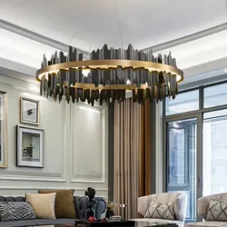 Modern Chandeliers For Living Room Circle Pendant Lamp Luxury Home Decor Light Fixtures Dining Room Bedroom Led Dimmable Lustres